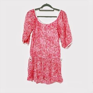 Poupette St. Barth Pink Floral Off Shoulder Mini Dress Size 1/US XS